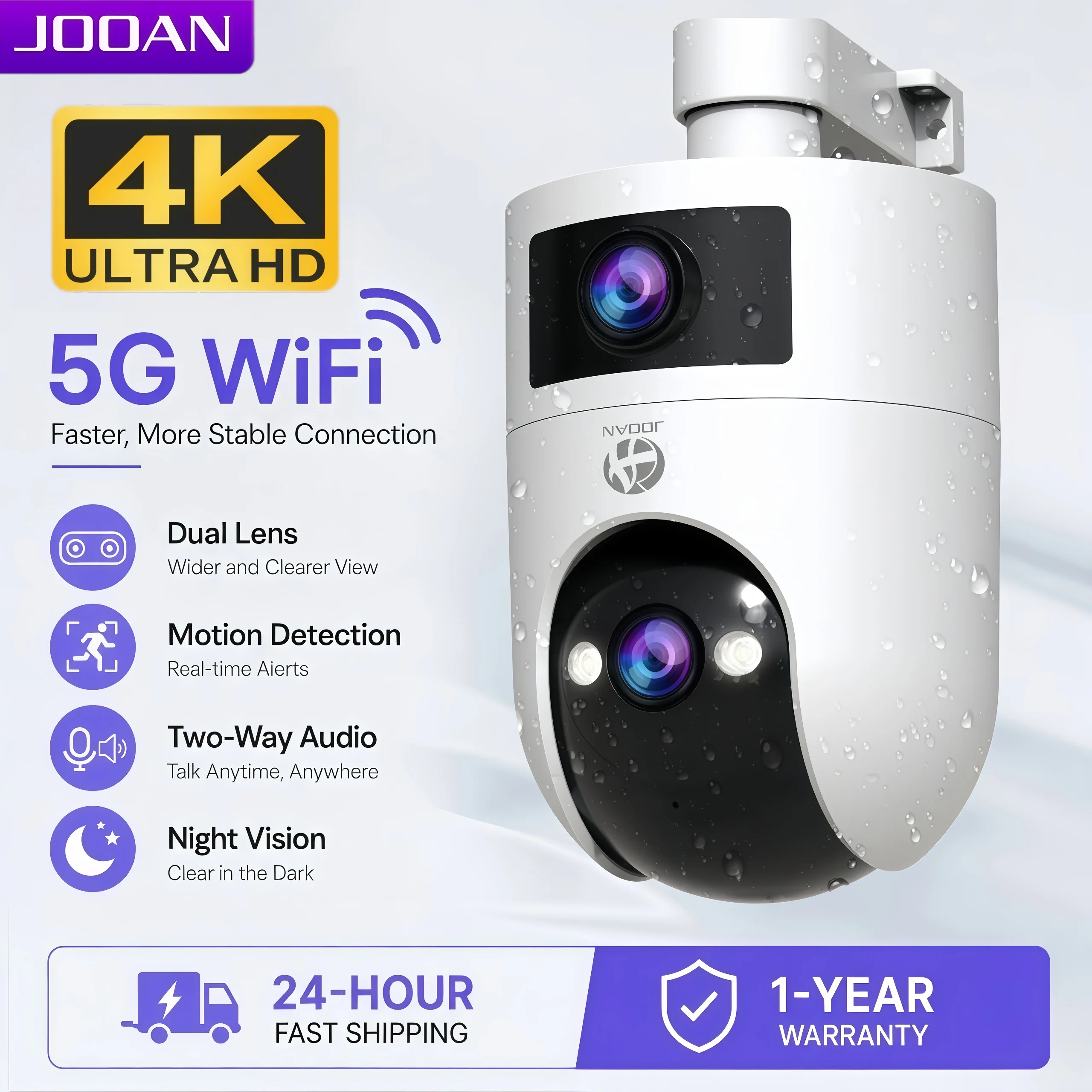 JOOAN 4K PTZ IP Kamera 5G WiFi Çift Lens CCTV Güvenlik Kamera Akıllı Ev bebek izleme monitörü Otomatik Takip Renkli Gece Video Gözetim