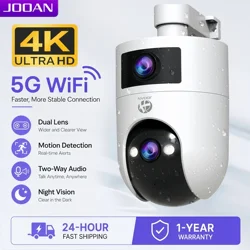 JOOAN 4K cámara de vigilancia WiFi para exteriores lente Dual externa 5G Wifi cámaras IP seguimiento automático cámara PTZ de seguridad CCTV Audio Video
