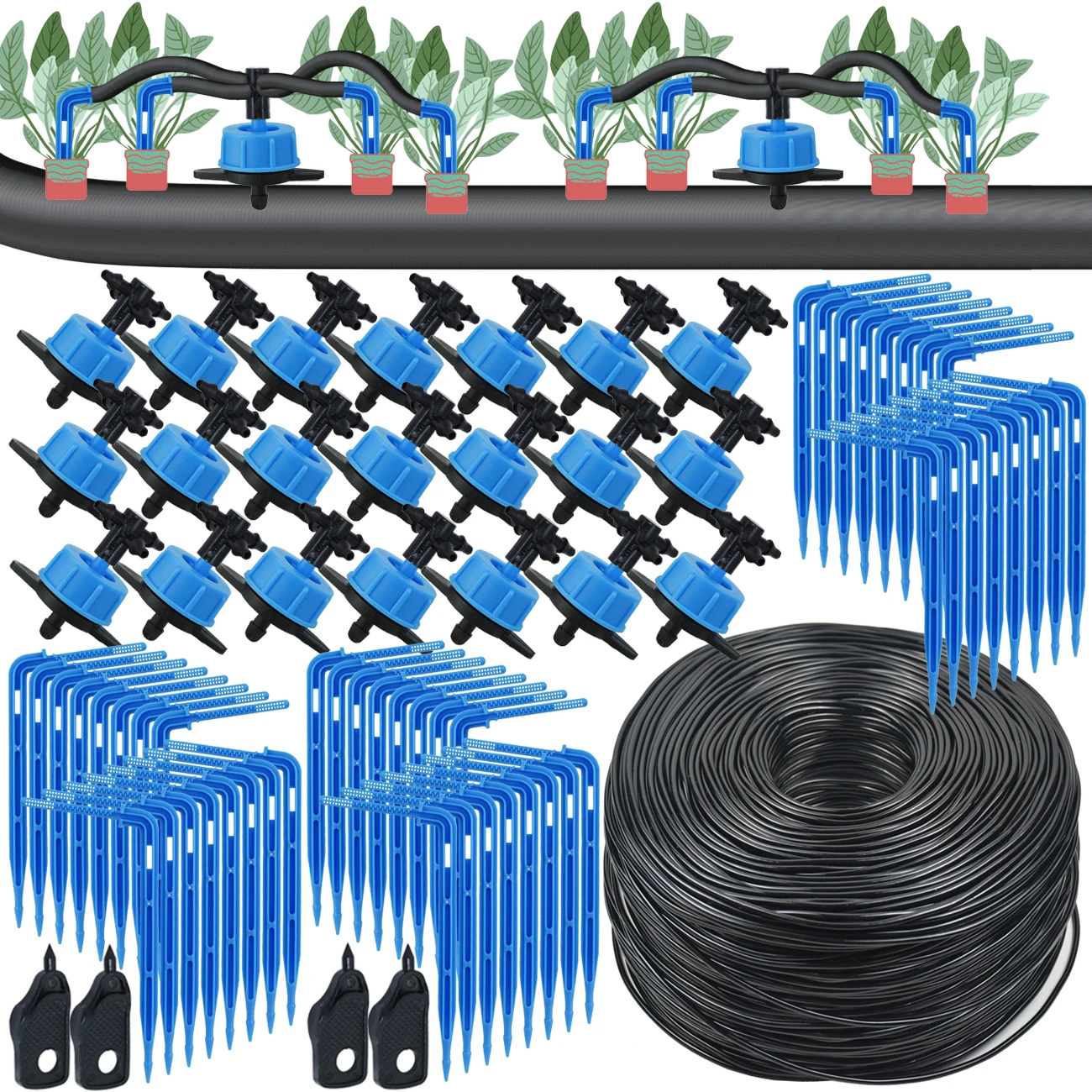 

KESLA Drip Irrigation Kit 10-100M 4Way 2Way 8L Drip Arrow 3/5mm Hose Watering System Dripper Sprinkler Pot Planting Greenhouse