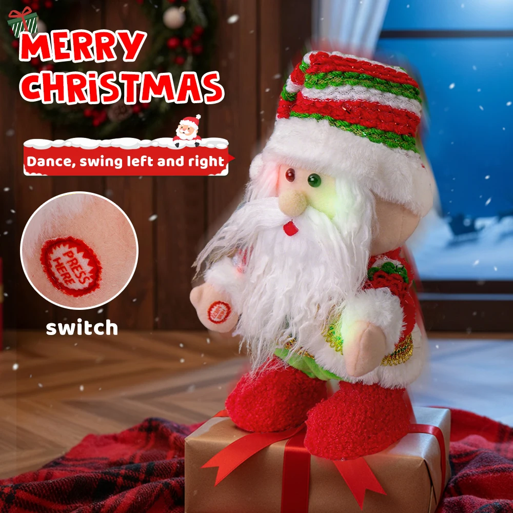 

Пение Танцующий Санта-Клаус Рождество со светом Интерактивная рождественская статуя Санта-Клауса Веселый подарок для детей и взрослых, праздничное украшение