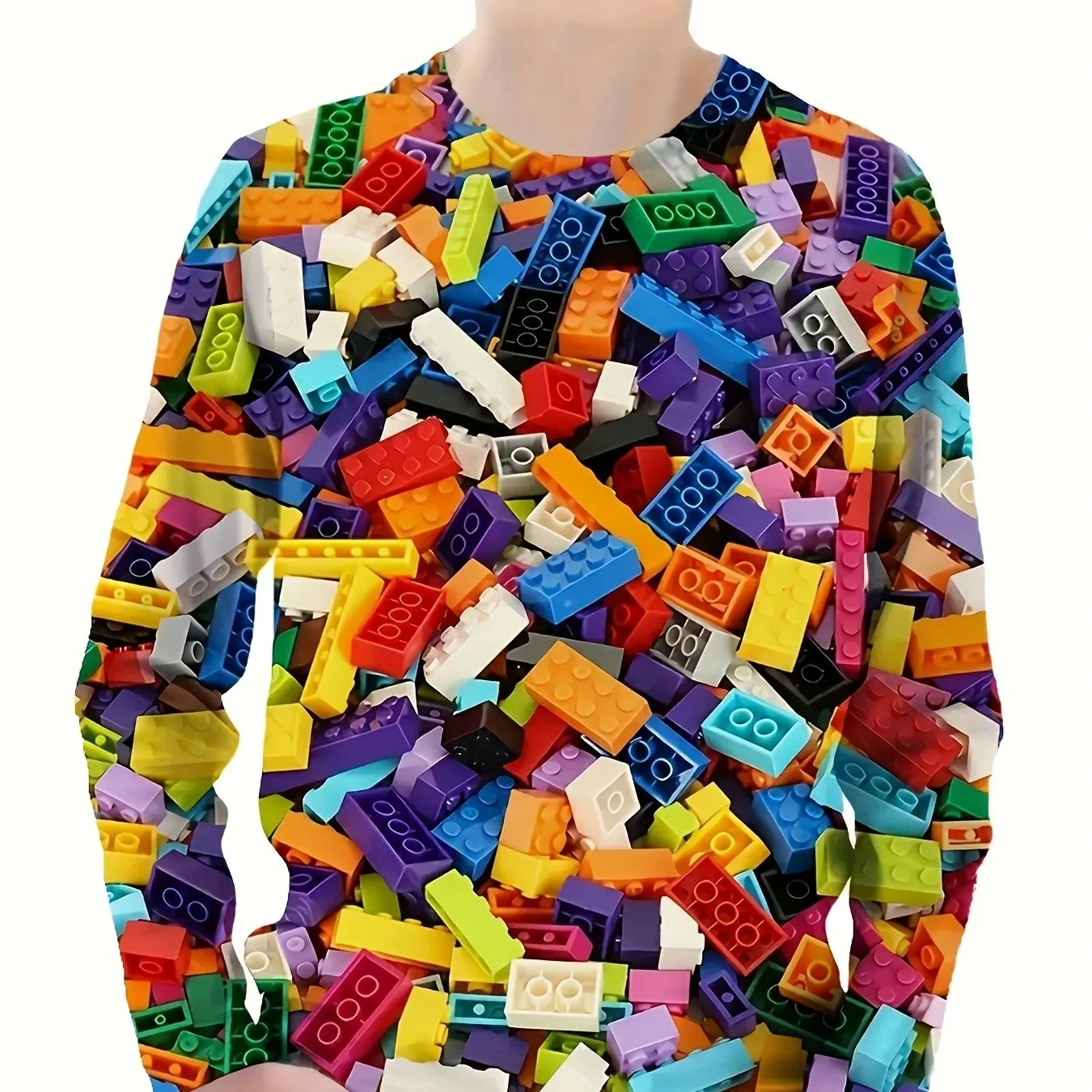 Children's Clothing Boys Tshirt Long Sleeve Children Top Building Block Print Cartoon Kids Summer Clothes Casual Boys Clothes