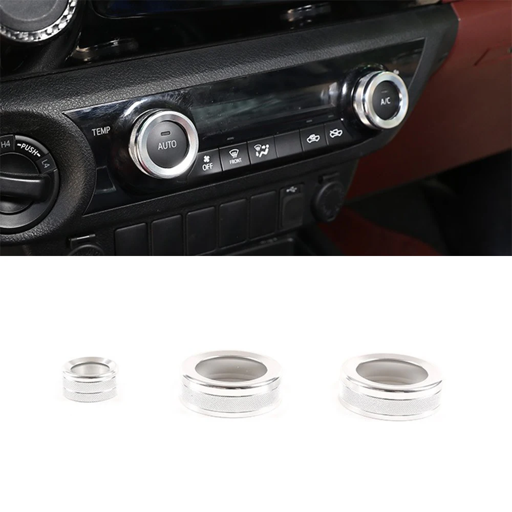 Aluminum Alloy Car Rearview Mirror Adjustment Knob Cover And Volume Knob Cover For Toyota Hilux 2017-2020 Interior Accessories