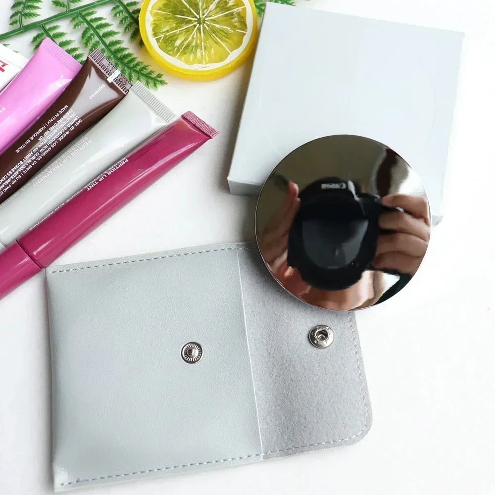 ใหม่ Rhode Haley สไตล์เดียวกันแฟชั่นผู้หญิงแบบพกพาสแตนเลสแต่งหน้ากระจกกระเป๋าพับด้านข้างเครื่องสําอาง Make Up Mirror