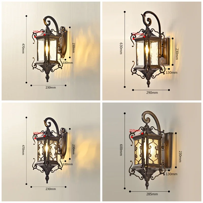 Europe Style Outdoor Wall Light Retro Porch Lamp Bronze Waterproof IP65 for House Villa Exterior Patio Doorway Vintage Sconce