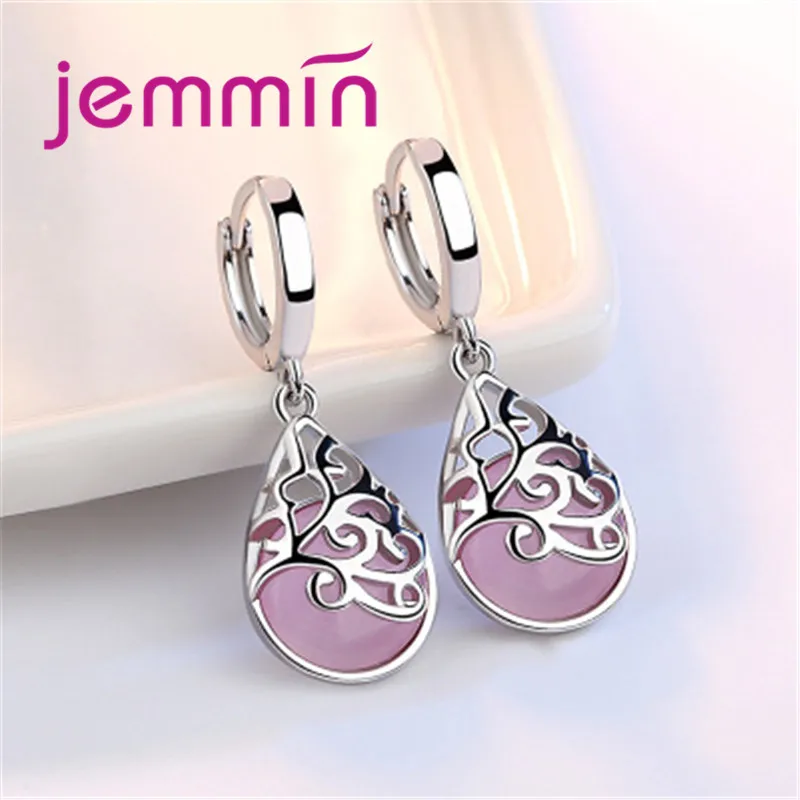 Brand Real 925 Sterling Silver Moonlight Opal Tears Totem Drop Earrings oorbellen For Femmes Valentines Day Gift