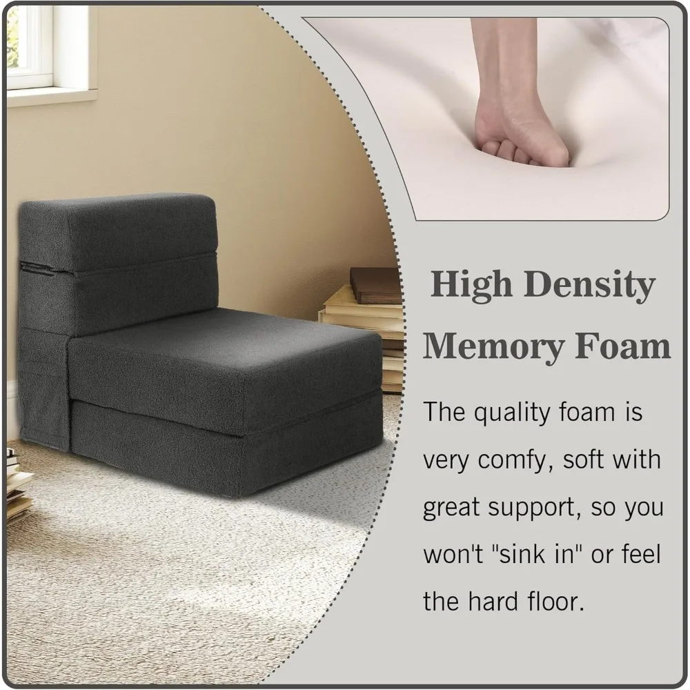 أريكة سرير قابلة للتحويل من إسفنج الذاكرة، أريكة فوتون قابلة للطي مع دعم خلفي لغرفة المعيشة وضيوف النوم #6