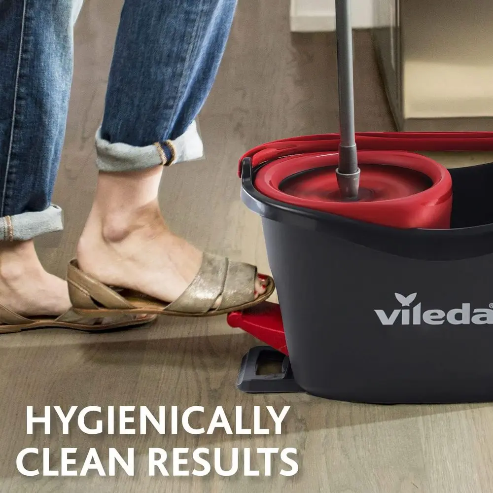 Turbo Microfiber Mop and Bucket Set with Easy Wring and Clean Feature