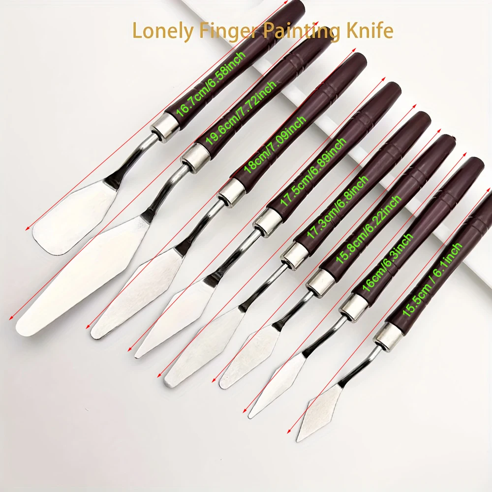 8pcs Oil Painting Knife Set Stainless Steel Spatula Palette Knife Oil Painting Accessories Color Mixing for Oil, Watercolor