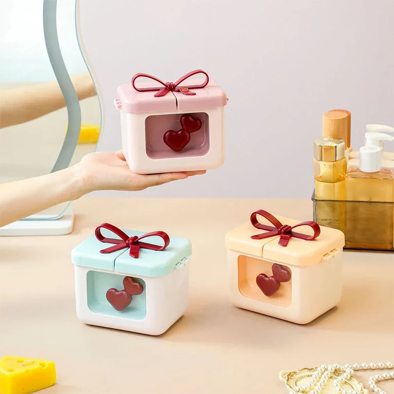 리본 립스틱 보관함 화장대 화장품 보관함 기숙사 립글레이즈 네일 폴리쉬 방진 고급스러운 뚜껑 포함