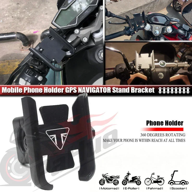 Fit For Street Triple 765 RS /S/R 675 Trident 660 Tiger 900 GT 800 1200 Motorcycle CNC Mobile Phone Holder GPS Stand Bracket