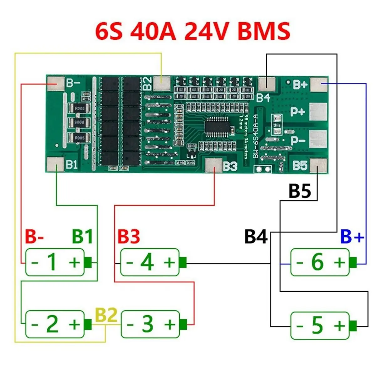 TCE 24V 6S 40A 18650 Li-Ion Lithium Battery Poretect Board Solar Lighting PCB with Balance for Ebike Scooter