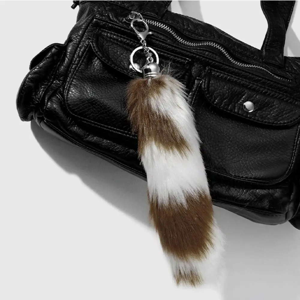 Sweet Cool Long Hair Fur Tails Pendant Retro Fluffy Tail Keyring Keys Holder DIY Tail Hanging Keychain Jewelry Gifts