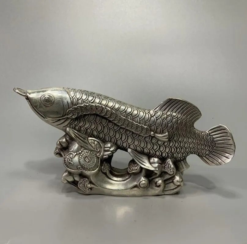 

Archaize White copper recruit wealth Dragon fish household decoration crafts statue