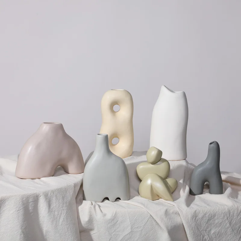 

Mutihome Silence Nordic Art Ceramic Vase Creative Simplicity Living Room Tv Cabinet Entrance Model Room Decoration Home Decor