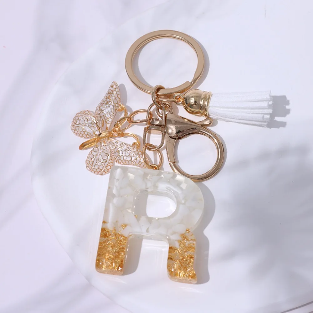 

Letter A-Z 26 Letter Keychain Sequin Dreamy 26 Letter Butterfly Initial Keyring Resin Exquisite 26 Alphabet Key Chain