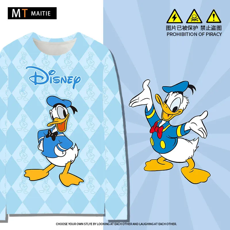 Disney Donald Duck Co branded Long sleeved T-shirt Women's Fashion Instagram 2023 New Autumn Anime Surrounding Clothing Trend