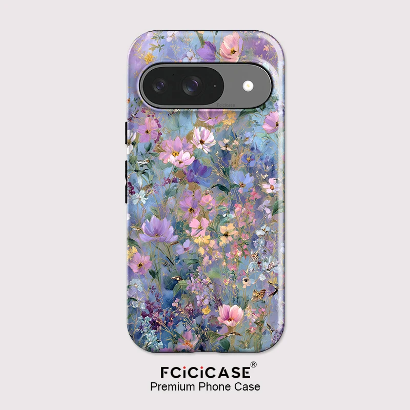 Fcicicase Anti-Klopf-Acryl-Handyhülle für Google Pixel 10 9 Pro XL 8 9 10 Pro 7A 8A 10A Blumenmuster Matte Rückseite