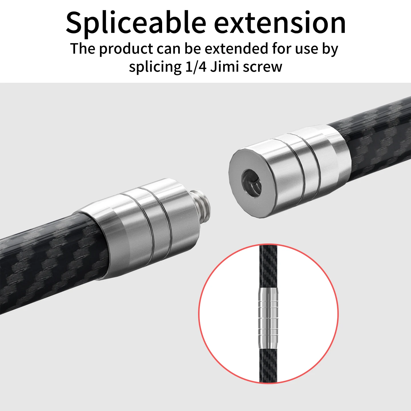 カーボンファイバー ステンレス鋼 ユニバーサル 17mm ボールヘッド - 1/4 Arri 1インチ ボール セルフィースティック アクションカメラ 延長ロッド D12mm チューブ