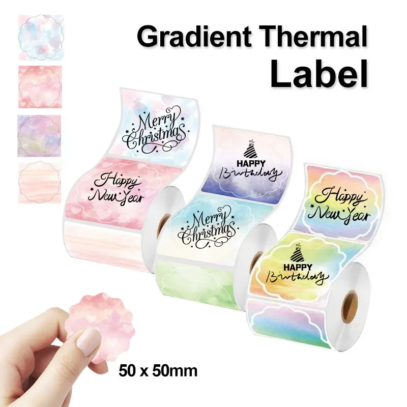 

Gadient Round Self-adhesive Label Roll Thermal Printable Stickers Paper Colored Gift-wrapping Seal Thanks Card Price Name Tag