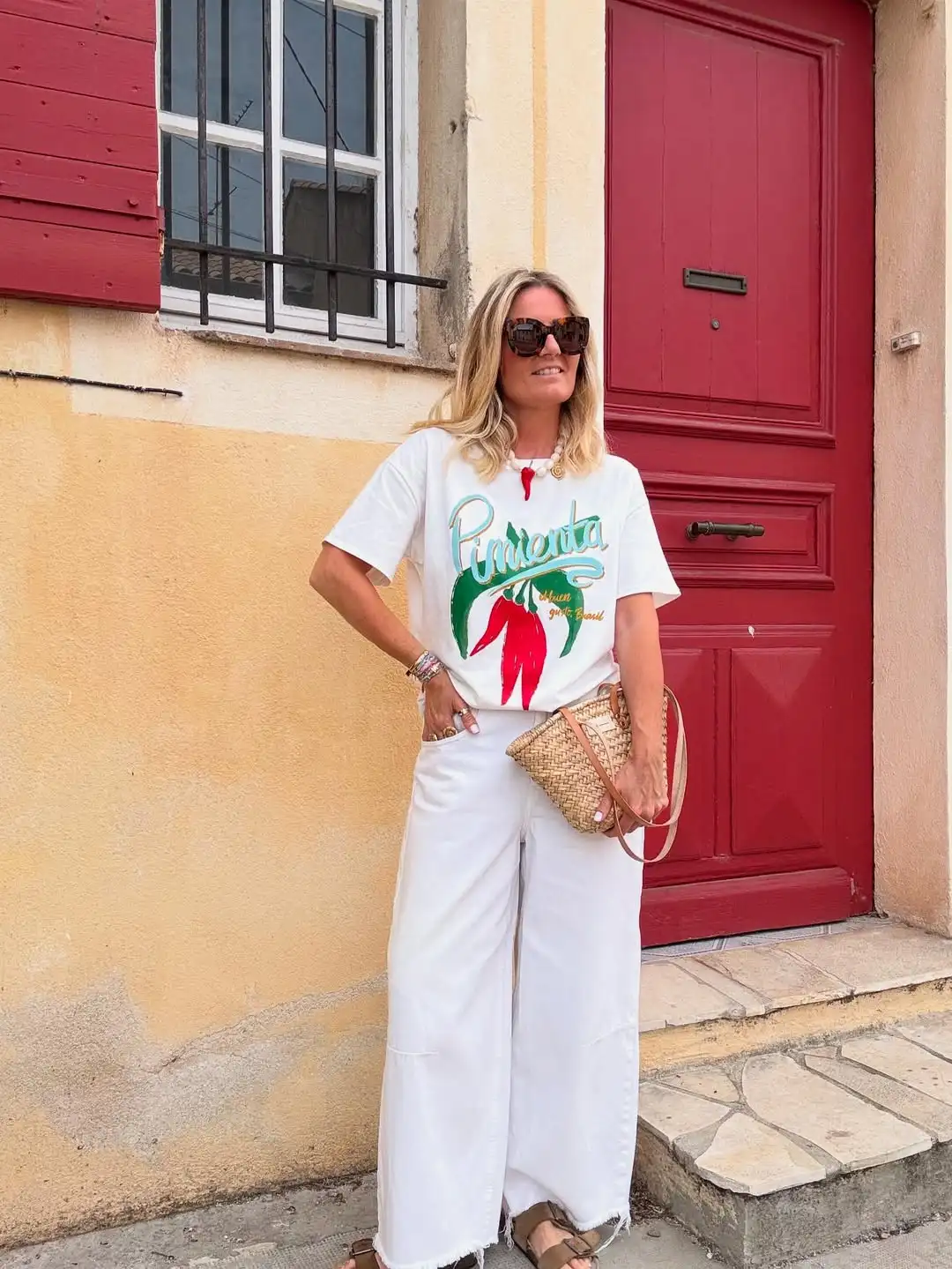 

Хлопковая футболка большого размера Street Sle, женская летняя повседневная одежда, ручная работа с принтом перца, ор Све, круглый топ Ne