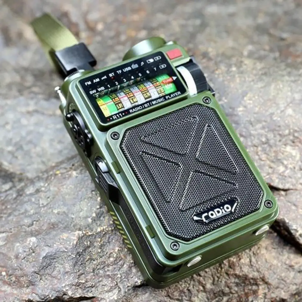 Portable Bluetooth Solar Radio USB Playback TF Card Solar Power Bank Hand-cranked Flashlight Full-band Radio Camping