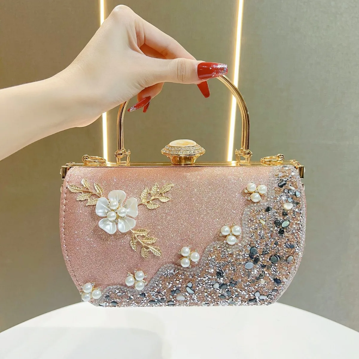 

Princess Style Evening Handbag Crossbody Elegance Women's Purse Fashionable Shoulder Bag Chic Clutch for Party Events