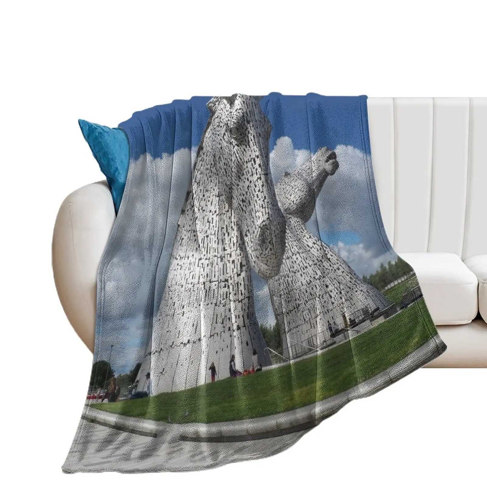 

The Kelpies , Helix Park , Falkirk Throw Blanket Hair Bed linens Blankets For Sofas Blankets