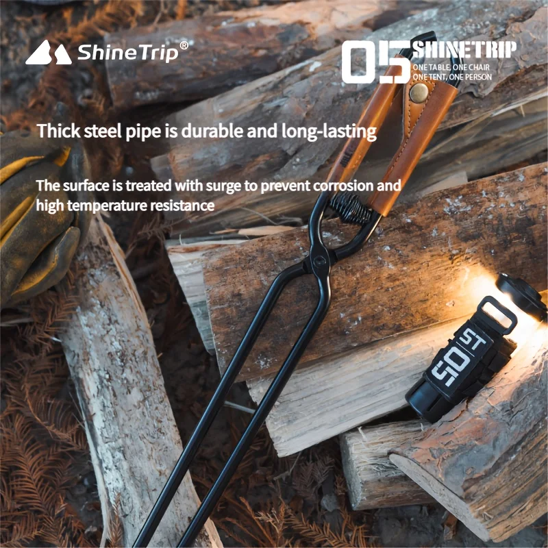 Outdoor Long Charcoal Tongs w/ Heat-Resistant Non-Slip Grips - Durable for BBQ/Campfire, Handles Hot Coals/Firewood/Briquettes