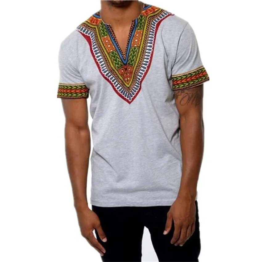 6Color 2022 Fashion Summer Men Top African Clothing Africa Dashiki Dress Print Rich bazin Casual Short Sleeve T Shirt for Mans