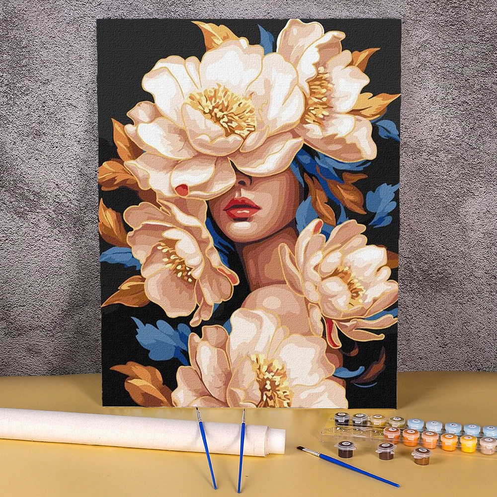 Paint By Numbers Pictures For Adults On Canvas Flower Women Coloring Drawing Oil Paintings By Number For Living Room Home Decor