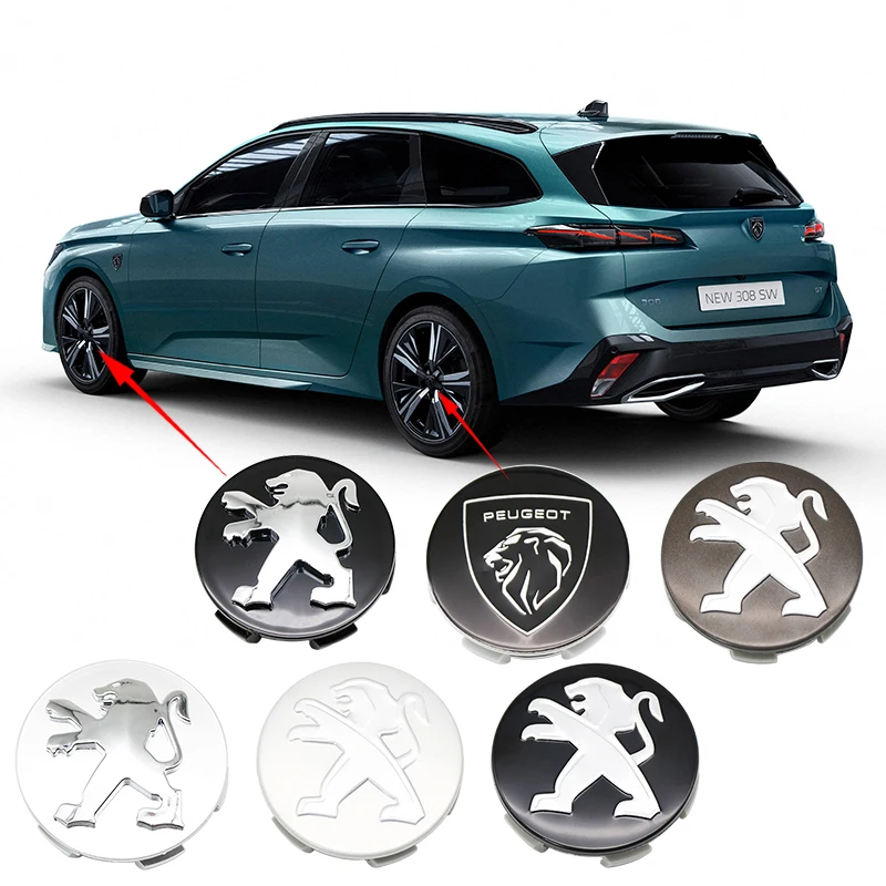 60mm 4 PCS Car Hub Cap Badge Auto Wheel Center Cap Cover for Peugeot 206 307 308 3008 207 208 SW 407 508 2008 5008 107 106 205