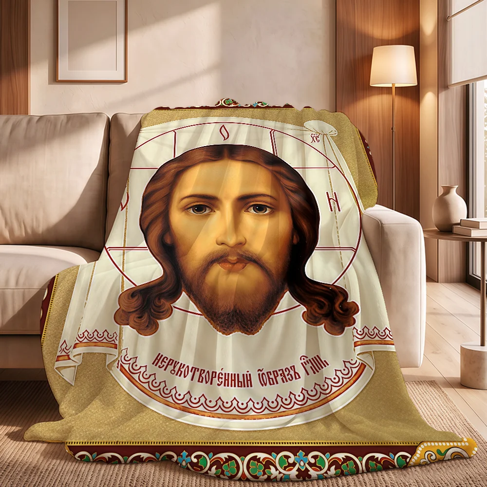 Jesus Christ Holy Face Blanket Cozy Warm Comfortable Soft Throw All Season Use Suitable For Couch Office Bedroom Gifts