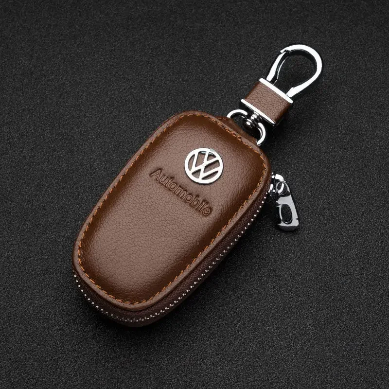 Leather Car Keychain Holder Organizer Bag for Volkswagen Sharan Golf Passat Jetta Touareg Tiguan Vento Keys Storage Accessories