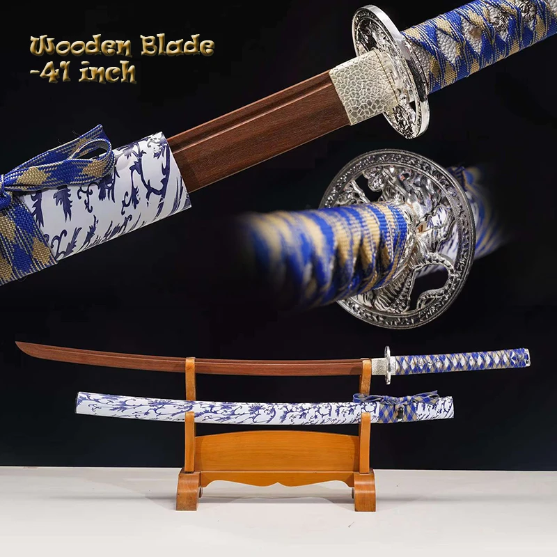 Japanese Samurai Sword,Training Katana, Iaito Bushido Props, Log Rosewood Blade, Saya Lacquered W/Plant,Tiger Tsuba, 40