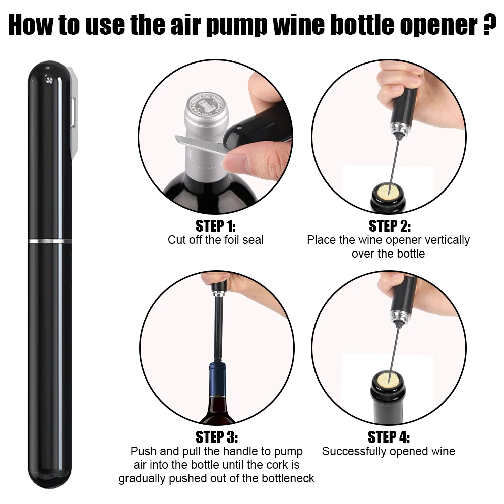 Corkscrew Openers with Foil Cutter Wine Opener Air Pump Wine Bottle Opener Air Pressure Corkscrew Cork Remover