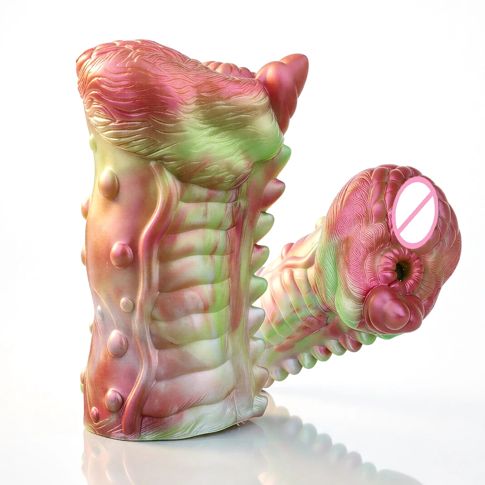 GEEBA Fantasy Monster Male Masturbator Sleeve Soft Silicone Dual Channel Textured Pocket Pussy Sex Toy for Men18+ Adult Onahole