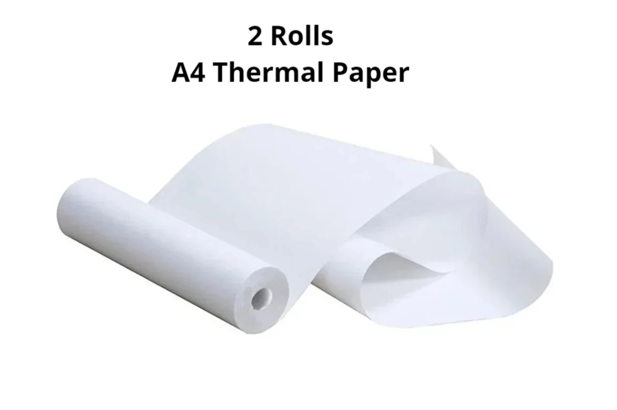 2 Rolls A4 Thermal Paper Oil Resistance Inkless 210x30mm Fax Machine Paper Thermal Printing Paper Roll No Toxic for Home Office