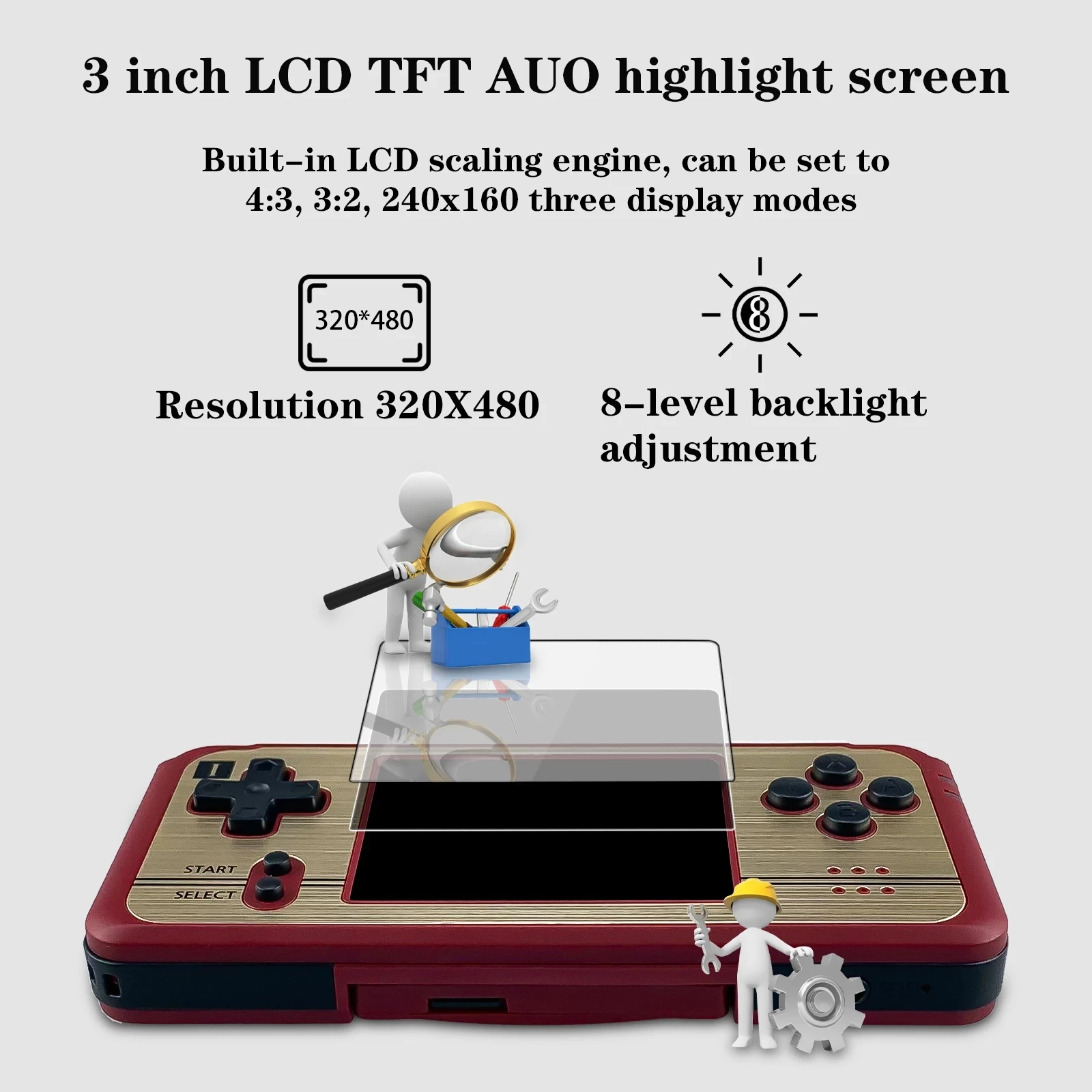 Imagem -03 - Revo K101 Plus Handheld Game Console Console de Bolso Lcd Original Tela Tft hd Cpu Dupla Suporta Jogo Oficial-gba 3