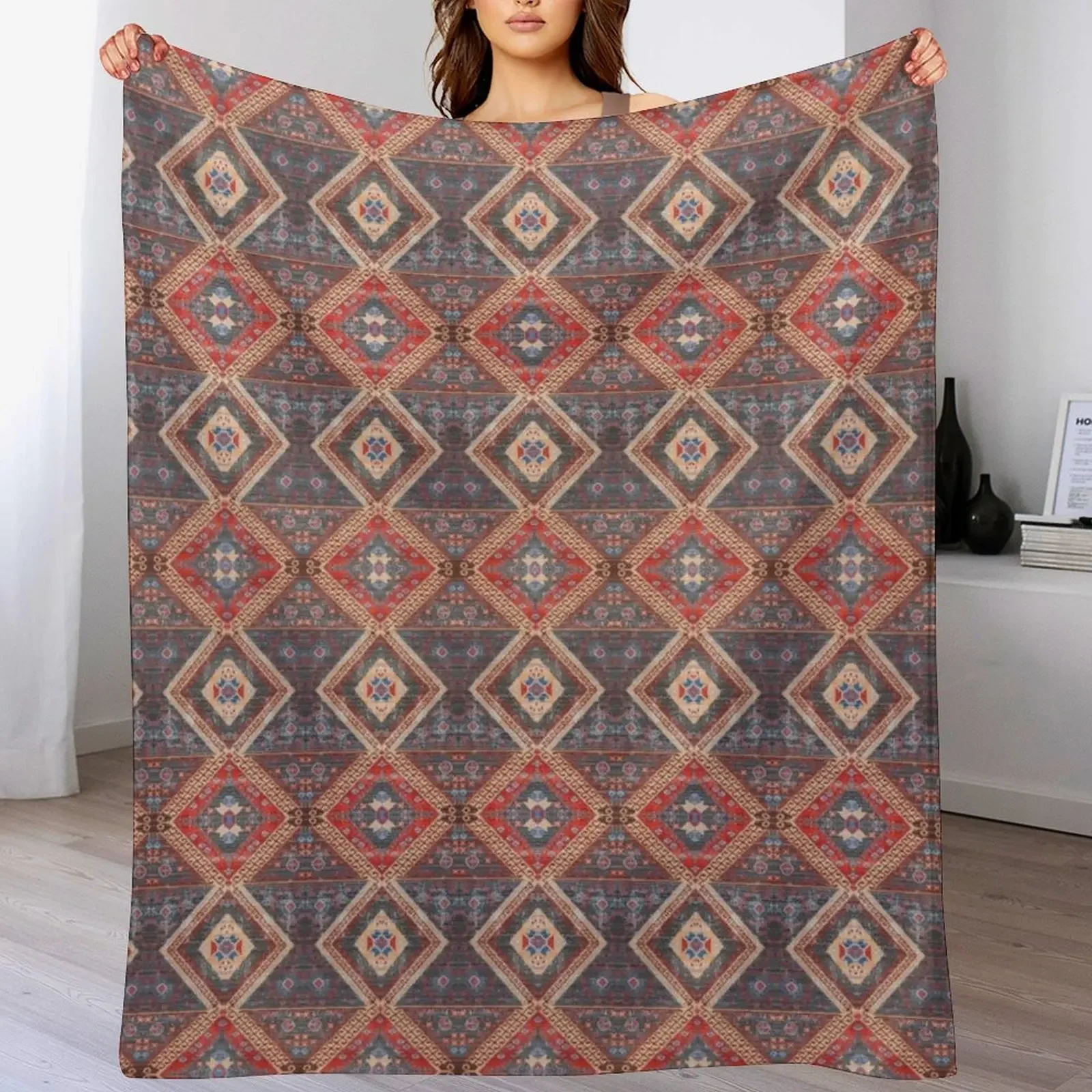 

Oriental Moroccan Artwork Farmhouse Rustic Style Throw Blanket Giant Sofa Comforter Nap Bed Fashionable Blankets