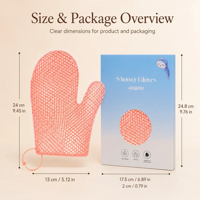 New Honeycomb TPU Exfoliating Shower Glove - Quick-Drying Body Scrubber Sponge for Bathroom