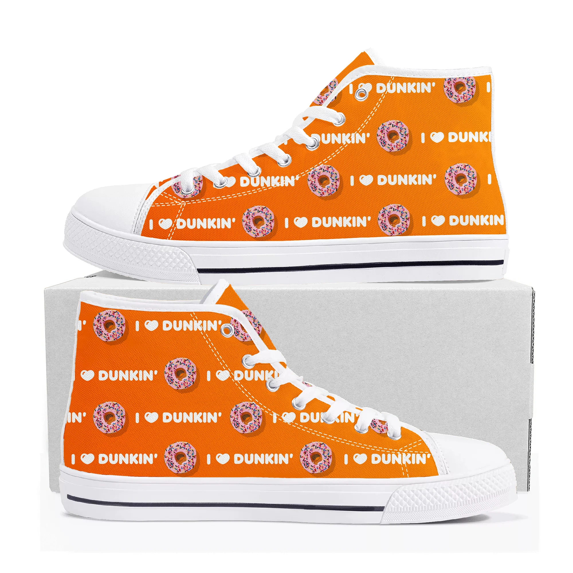 Dunkin' Deez Nuts Drinks High Top High Quality Sneakers Mens Womens Teenager Canvas Sneaker Casual Couple Shoes Custom Made Shoe