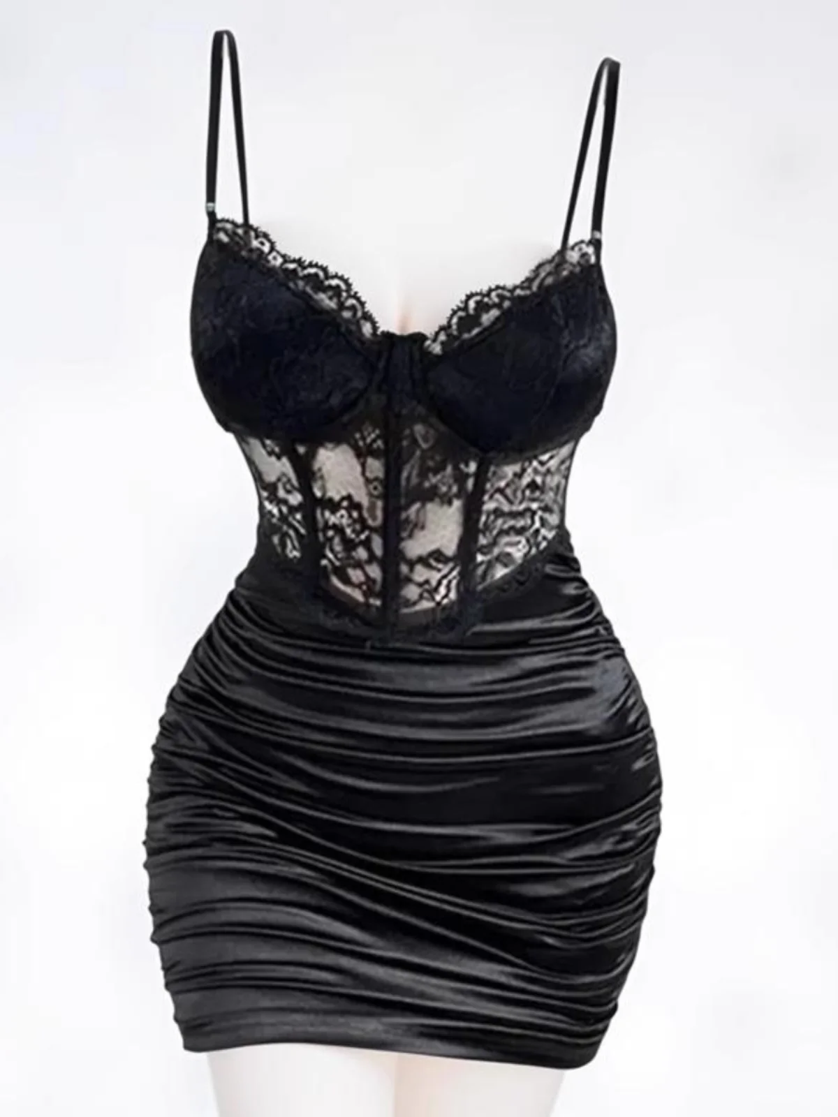 

Black Lace Hollow out Slimming Sexy Skirt Strapless Bodycon Dress for plus Size Women High Waist Spring Summer Autumn