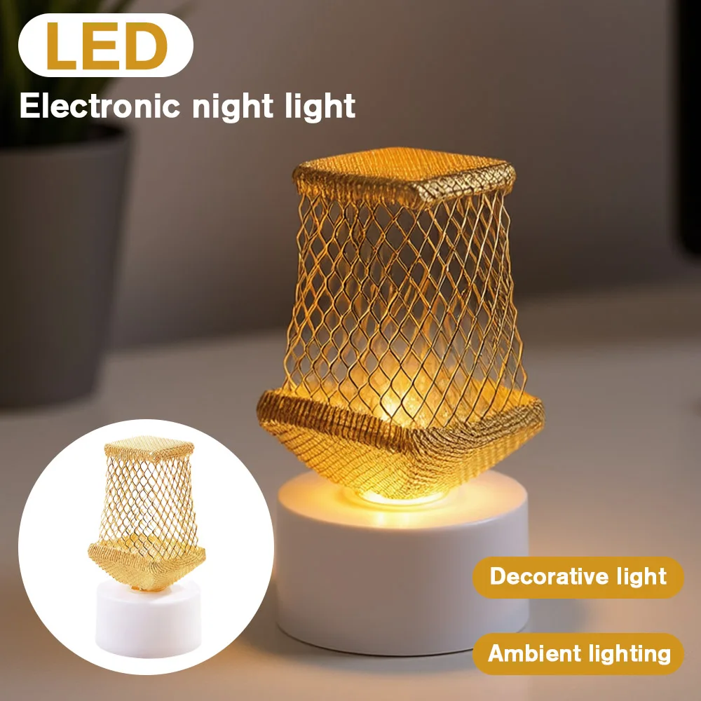 

2pcs LED Flameless Candle Lamps Small Atmosphere Light Iron Art Tealight Night Light for Bedroom, Wedding, Party, and Home Decor