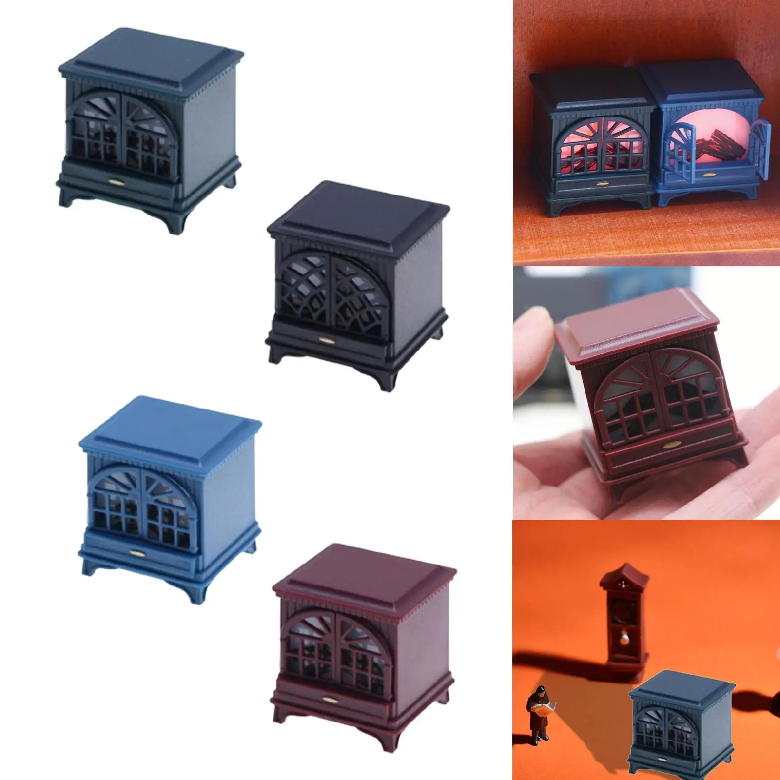 1:12 Dollhouse Fireplace with LED Light Mini Fireplace for Dollhouse Diorama