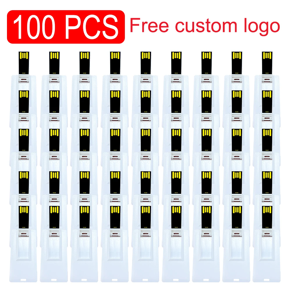 

100PCS Credit Card USB Flash Drive 1GB 2GB Memory Storage 4GB 8GB 16GB 32GB 64GB USB 2.0 Pen Drive Custom For Gift USB Disk