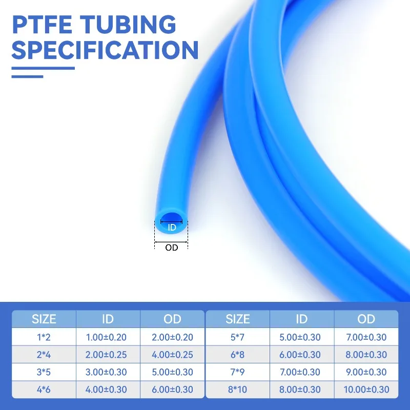 2/5/10M 3D Printer PTFE Tube Bowden Extruder Pipe For 1.75/3.0mm Filament Diameter 1/2/2.5/3/4/5/6/7/8mm Fit V5 V6 J-head Hotend