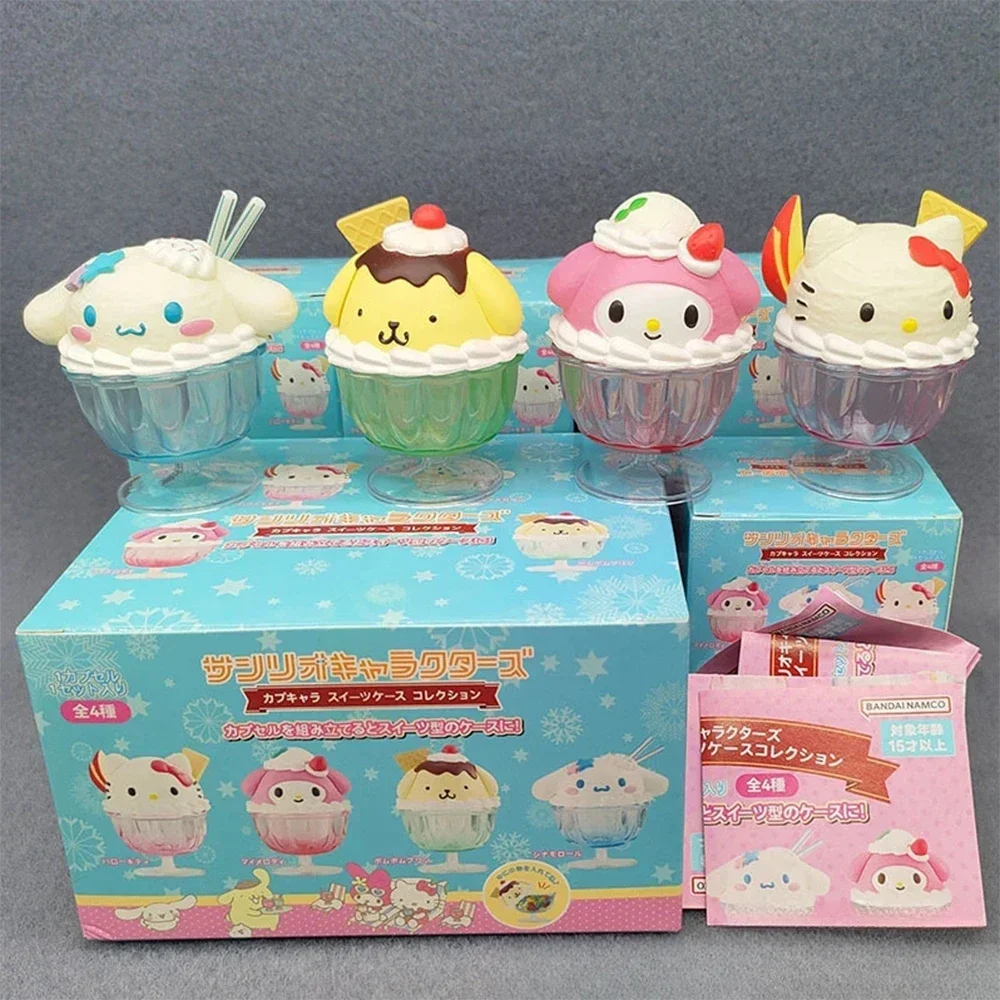 Hello Kitty Sanrio Figurka Model Zabawki Anime Deser Lody Kubek Kawaii Cinnamoroll Dekoracja Pulpitu Śliczne Pudełko Niespodzianka Prezenty