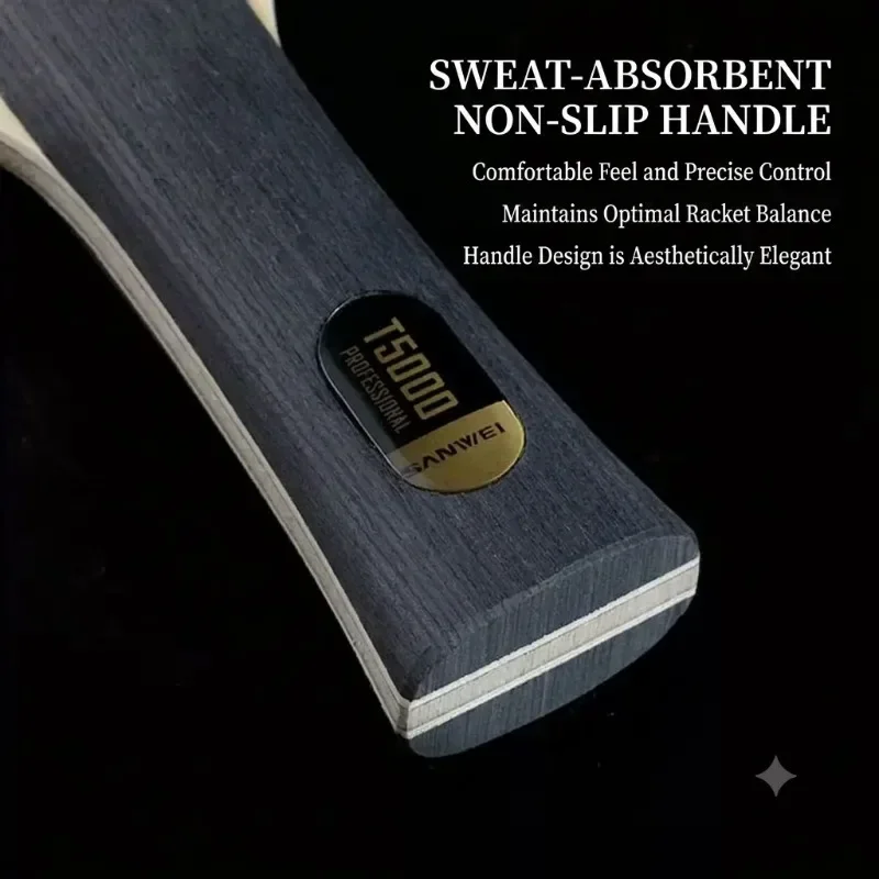 SANWEI T5000 Tischtennisschläger, 5 Holz 2 Carbon-Verbundstruktur, Fortgeschrittenen-Level Tischtennisschläger für Schnellangriff & Topspin – Detail 3