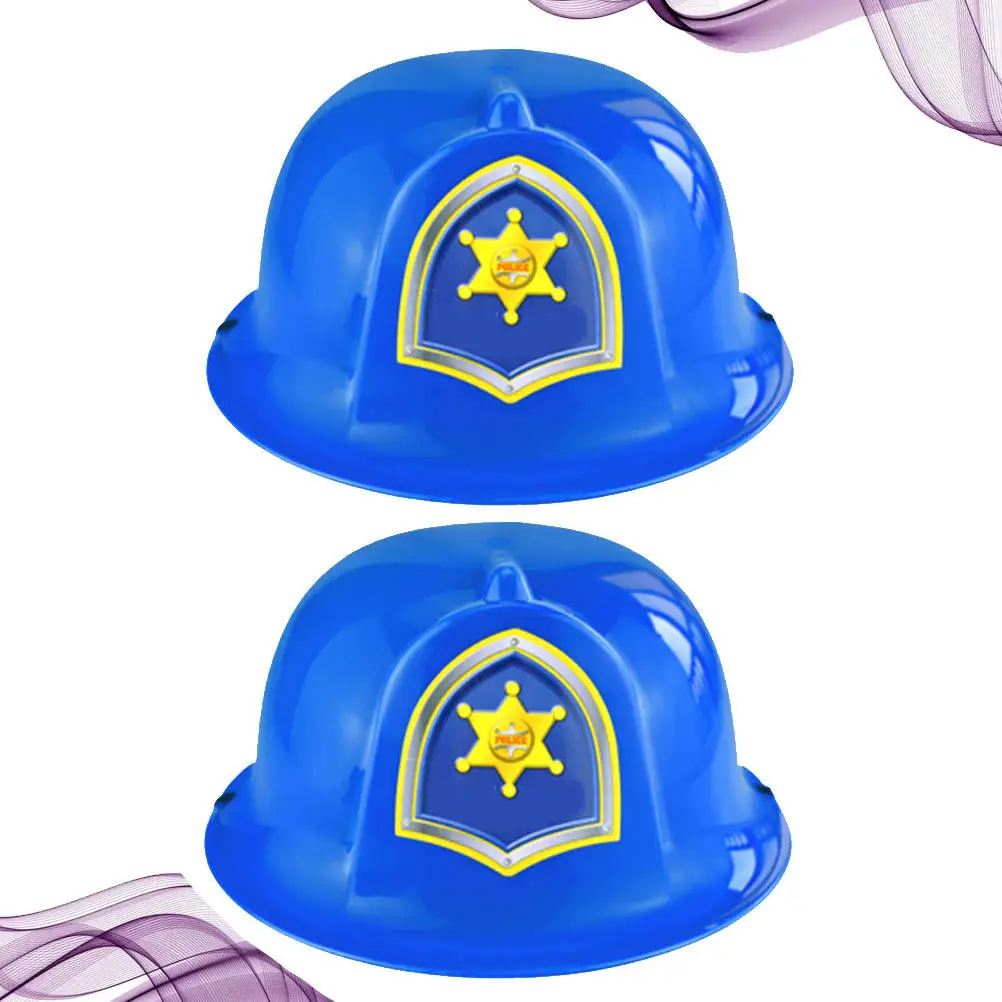 2Pcs Simulation Fire Helmets for Children Environmental Safe Plastic Construction Hard Hat Kids Role Play Safety