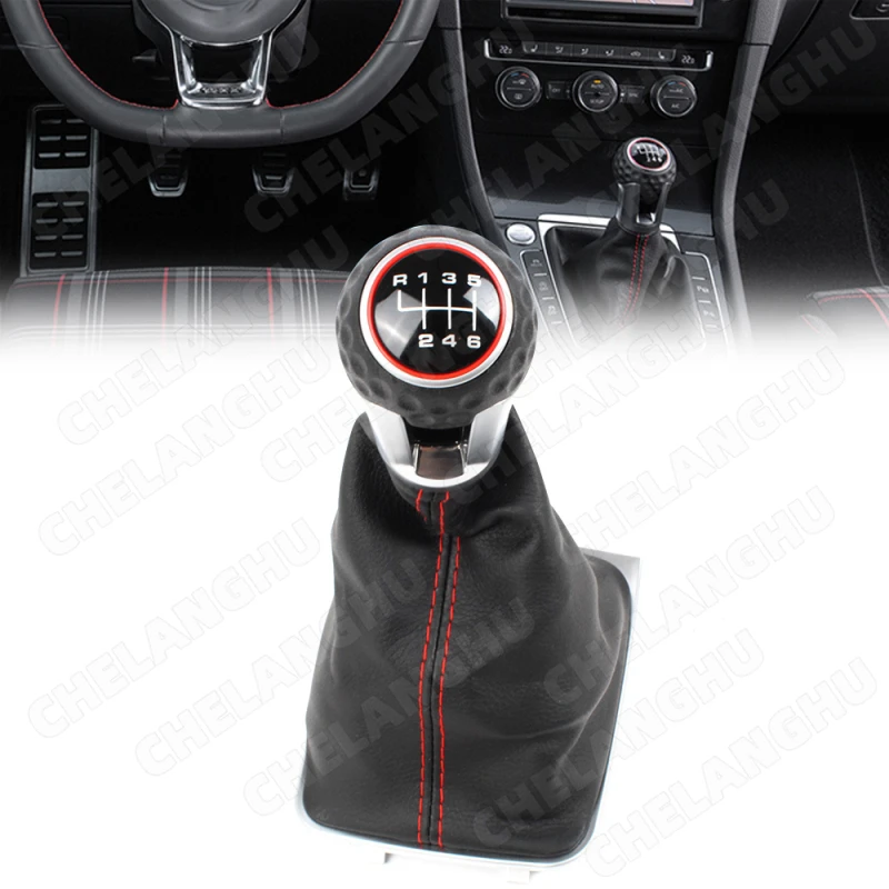 

For VW Golf 7 A7 MK7 For GTI GTD 2013 2013 2014 2015 2016 2017 Car-styling 6 Speed Gear Stick Shift Knob Leather Boot